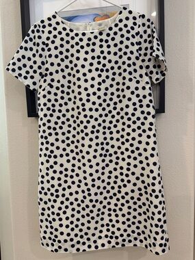 J. Crew White Mini Dress with Navy Polka Dots